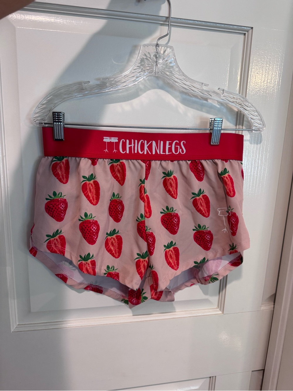 Chickenlegs running shorts and spandex shorts-Strawberry